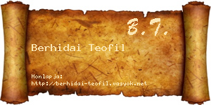 Berhidai Teofil névjegykártya